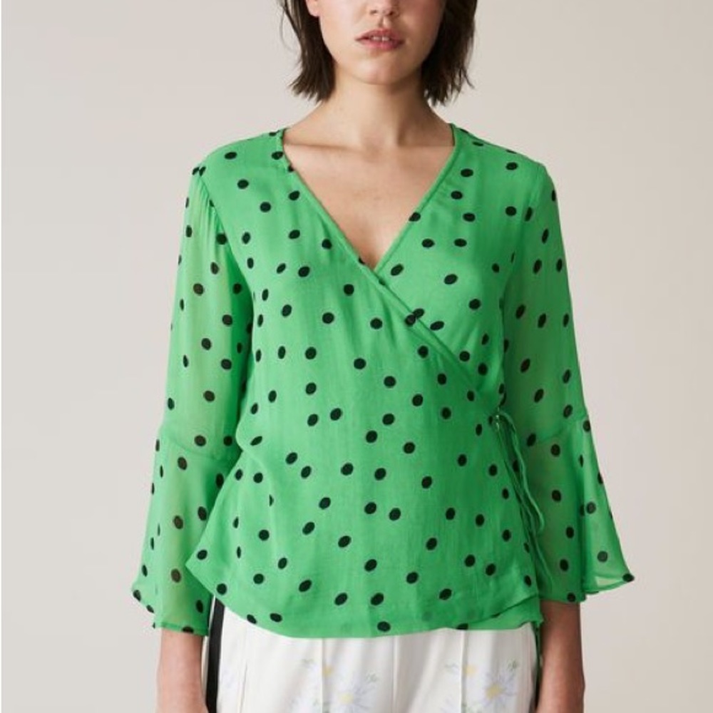 Ganni Dainty Georgette Wrap Top